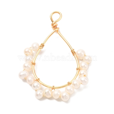 Real 18K Gold Plated Antique White Potato Pearl Pendants