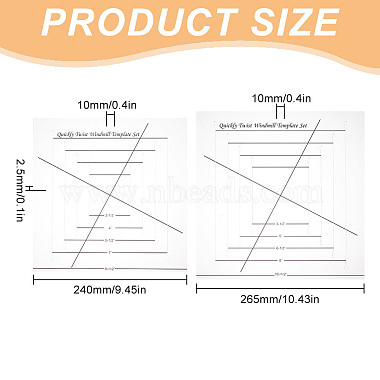 2Pcs 2 Style Square Fabric Cutting Rulers(TOOL-WH0052-17)-2