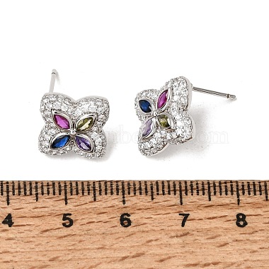 Brass Micro Pave Cubic Zirconia Stud Earrings(KK-CBA8324-25P-01)-5