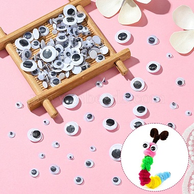 400pcs 7 styles cabochons yeux mobiles noirs et blancs bricolage scrapbooking artisanat jouets accessoires(KY-YW0001-66)-4