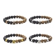 Ensembles de bracelets extensibles en bois de wengé naturel et pierre de lave avec perles d'hématite synthétiques(BJEW-JB09213)-1