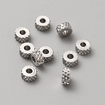 201 Stainless Steel Spacer Beads, Textured Flat Round, Stainless Steel Color, 4x2mm, Hole: 1.5mm(FIND-WH0161-53A)