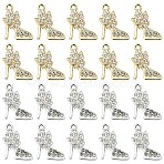 20Pcs 2 Colors Alloy Crystal Pendants, with Rhinestone, Butterfly High-Heeled Shoes, Mixed Color, 20x16.5x3mm, Hole: 1.8mm, 10pcs/color(FIND-YW0011-30)