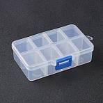 Organizer Storage Plastic Box, Adjustable Dividers Boxes, Rectangle, White, 11x7x3cm, 1 compartment: 3x2.5cm, 8 compartment/box(CON-WH0001-01)