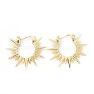 Rack Plating Brass Sun Hoop Earrings for Women, Cadmium Free & Lead Free, Golden, 24x28x2mm, Pin: 0.8mm(KK-E033-05G)