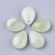 Natural New Jade Pendants, Teardrop, 18x13x6mm, Hole: 1.6mm(G-S364-010)
