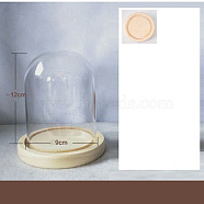 Arch Glass Dome Cover, Decorative Display Case, Cloche Bell Jar Terrarium with Wood Base, Blanched Almond, 90x120mm(PW-WG54109-04)