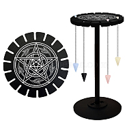 Wooden Wheel, Wooden Display Shelf, Black Holder Stand, Rustic Divination Pendulum Storage Rack, Witch Stuff, Star, Wheel: 120x8mm, 2pcs, Studdle: 288x12mm, 1pc(DJEW-WH0046-064)