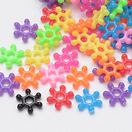 Acrylic Beads, Snowflake, Mixed Color, 8x7x2mm, Hole: 1.5mm, about 25000pcs/500g(MACR-S272-02)