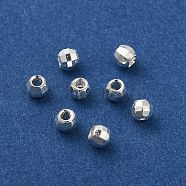 Brass Spacer Beads, Faceted, Barrel, 925 Sterling Silver Plated, 3x2.3mm, Hole: 1.2mm(KK-P249-02B-S)