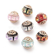 Handmade Indonesia Beads, with Alloy and Resin, Round with Square, Mixed Color, 17.5x16mm, Hole: 1.8mm(FIND-Q106-35)