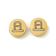 Halloween 304 Stainless Steel Beads, Real 18K Gold Plated, Flat Round, Tombstone, 8x3mm, Hole: 2mm(STAS-U017-01G-A)