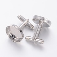 Brass Cuff Button, Cufflink Findings for Apparel Accessories, Platinum Color, 21x18mm(X-KK-G175-N)