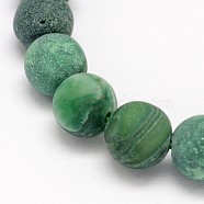 Natural African Jade Round Beads Strands, Frosted, 4mm, Hole: 1mm, about 92pcs/strand, 15.5 inch(G-O151-04-4mm)