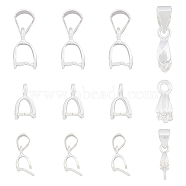 12Pcs 3 Styles 925 Sterling Silver Pendant Bails, Ice Pick Pinch Bails, Silver, 1~3.5x3~4mm Inner Diameter, 7~10x4~5.5x2~3mm, hole: 3~3.5x4~5mm and 1~1.5mm, Pin: 0.6~0.8mm, 4Pcs/style(STER-DC0001-12)