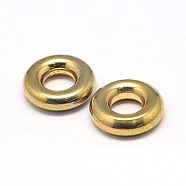 304 Stainless Steel Beads, , Donut, Real 18K Gold Plated, 12x3.5mm, Hole: 5.5mm(STAS-E036-14B)