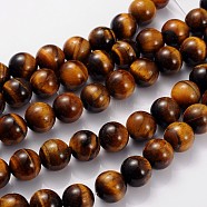 Gemstone Beads Strands, Round, Tiger Eye, about 12mm in diameter, hole: 1mm, 33pcs/strand, 15.5 inch(GSR12mmC014)