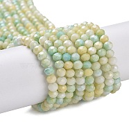 Faceted Electroplated Glass Beads Strands, AB Color Plated, Rondelle, Pale Goldenrod, 4x3mm, Hole: 0.9mm, about 112pcs/strand, 16.14''(41cm)(GLAA-C023-02-C14)
