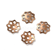 Ion Plating(IP) 304 Stainless Steel Bead Caps, Flower, Multi-Petal, Coffee Golden, 10.5x10x1.5mm, Hole: 1mm(STAS-F075-23CG)