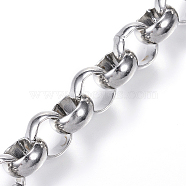 304 Stainless Steel Rolo Chain, Unwelded, Stainless Steel Color, 7x2.5mm(STAS-G097-04P)