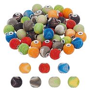 Resin Beads, with Silver Plasted Alloy Cores, Round, Mixed Color, 16x15mm, Hole: 3mm, 7 Colors, 8pcs/color, 56pcs/box(RESI-NB0001-21)