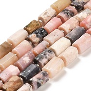 Natural Pink Opal Beads Strands, with Seed Beads, Faceted Column, 9~11x6~7.5x6~7.5mm, Hole: 1.2mm, about 30pcs/strand, 15.16~15.55 inch(38.5~39.5cm)(G-G068-A02-01)