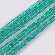 Glass Beads Strands, Faceted, Round, Light Sea Green, 2x2mm, Hole: 0.4mm, about 193~197pcs/strand, 14.17 inch~15.51 inch(36~39.4cm)(X-EGLA-E057-02A-11)