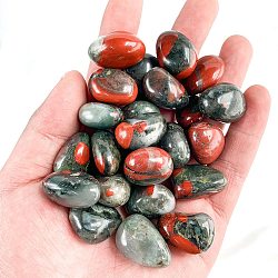 Natural Bloodstone Healing Stones, Oval Stones, Pocket Palm Stones for Reiki Balancing, 15~20mm, 50g/set(PW-WGD7FF2-10)