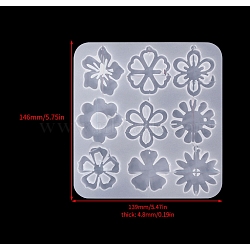 Food Grade DIY Silicone Pendant Molds, Decoration Making, Resin Casting Molds, For UV Resin, Epoxy Resin Jewelry Making, White, Flower, 146x139x4.8mm(PW-WG51870-01)