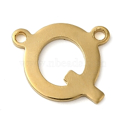 304 Stainless Steel Charms, Real 18K Gold Plated, Letter Charm, Letter Q, 9.5x11x1mm, Hole: 1mm(STAS-Z074-04G-Q)