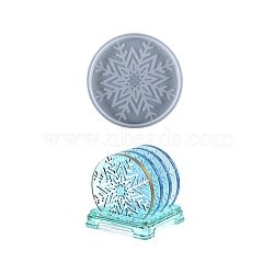 DIY Doily/Pedestal Silicone Molds, for Cup Mat Making, Resin Casting Pendant Molds, For UV Resin, Epoxy Resin Jewelry Making, Flat Round with Snowflake, White, 125x9.5mm, Inner Diameter: 115mm(X-DIY-Z013-09)