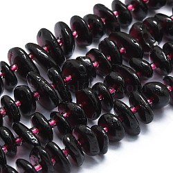 Natural Red Garnet Beads Strands, with Seed Beads, Flat, 8~12x7~10x2~3mm, Hole: 1mm, about 85pcs/strand, 15.55''(39.5cm)(G-K245-H09-02)