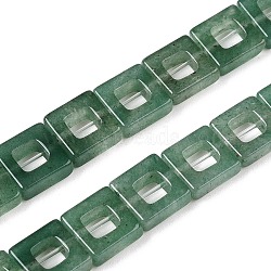 Natural Green Aventurine Beads Strands, Hollow Square, 10x10x3~4mm, Hole: 1mm, about 20pcs/strand, 8.07 inch(20.5cm)(G-N342-104)