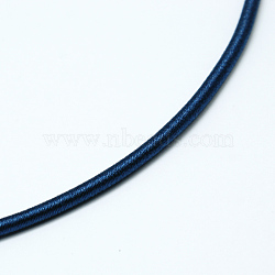 Round Plastic Tube Cords, Covered with Silk Ribbon, Prussian Blue, 480x4mm(OCOR-L032-08)