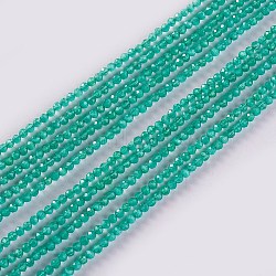 Glass Beads Strands, Faceted, Round, Light Sea Green, 2x2mm, Hole: 0.4mm, about 193~197pcs/strand, 14.17 inch~15.51 inch(36~39.4cm)(X-EGLA-E057-02A-11)