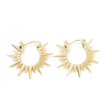 Rack Plating Brass Sun Hoop Earrings for Women, Cadmium Free & Lead Free, Golden, 24x28x2mm, Pin: 0.8mm