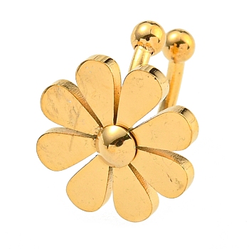 304 Stainless Steel Cuff Earrings for Women, Small Daisy, Real 18K Gold Plated, 11mm