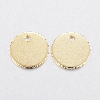 304 Stainless Steel Charms, Stamping Blank Tag, Flat Round, Golden, 8x0.8mm, Hole: 1.2mm