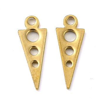 Ion Plating(IP) 304 Stainless Steel Pendants, Laser Cut, Triangle Charm, Real 18K Gold Plated, 15x5.5x1mm, Hole: 1.5mm