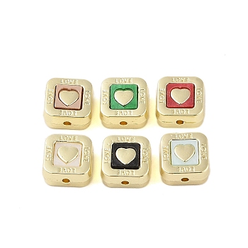 Rack Plating Alloy with Acrylic Beads, Cubes & Hearts, Mixed Color, 11x11x7mm, Hole: 1.5mm