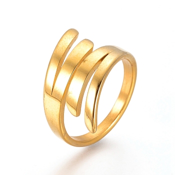 Unisex 304 Stainless Steel Finger Rings, Golden, Size 7, 17mm