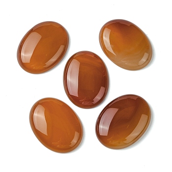Natural Red Agate Cabochons, Dyed & Heated, Oval, Sandy Brown, 40x30x8mm