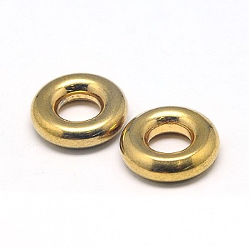 304 Stainless Steel Beads, , Donut, Real 18K Gold Plated, 12x3.5mm, Hole: 5.5mm
