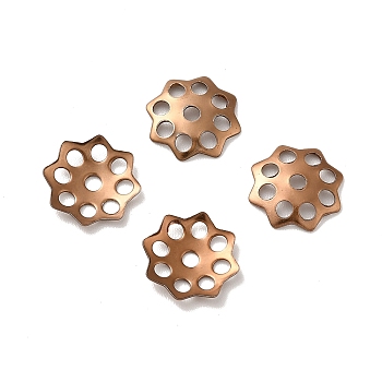Ion Plating(IP) 304 Stainless Steel Bead Caps, Flower, Multi-Petal, Coffee Golden, 10.5x10x1.5mm, Hole: 1mm