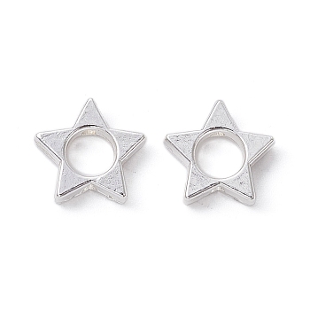 Alloy Hollow Spacer Beads, Long-Lasting Plated, Star Shape, Silver, 10x11x2.5mm, Hole: 1mm