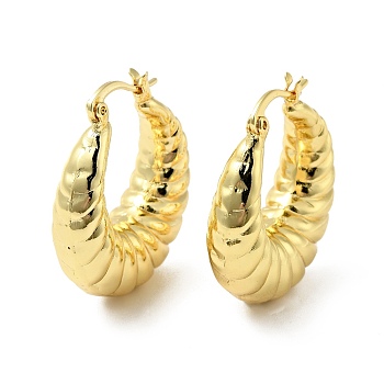 Brass Croissant Hoop Earrings for Women, Lead Free & Cadmium Free, Golden, 29x25x9mm, Pin: 0.6x1mm