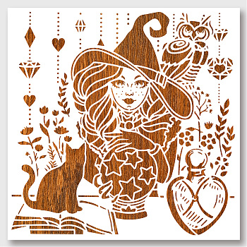 PET Hollow Out Drawing Painting Stencils, for DIY Scrapbook, Photo Album, Women Pattern, 300x300mm