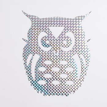 Waterproof Owl Shape Bird Deterrent Stickers, for Window, Prevent Birds from Hitting Windows, Silver, 19.5x16.1x0.01cm, 10pc/bag