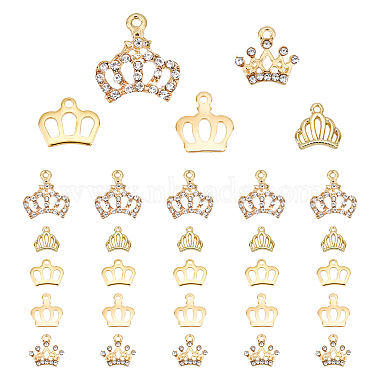 Golden Crown Alloy+Rhinestone Pendants