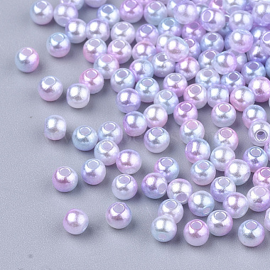 Perles en plastique imitation perles arc-en-abs(X-OACR-Q174-10mm-01)-2